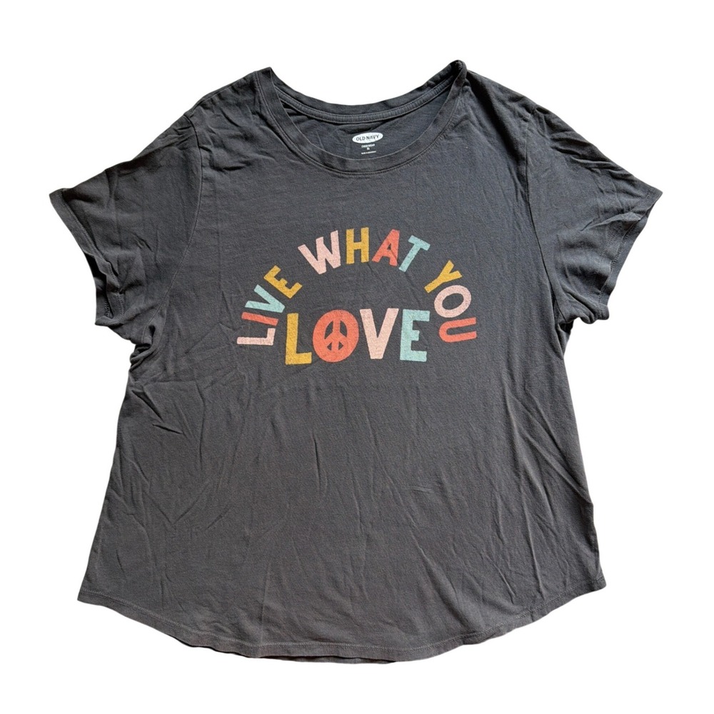 Old Navy EveryWear Live What You Love Graphic Tee Gray XL Short Sleeve Shirt